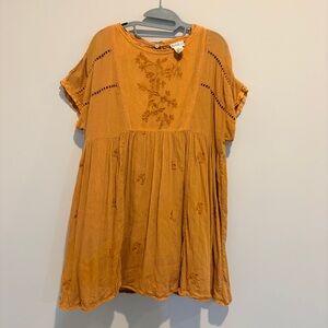 For The REPUBLIC Shift Tunic Dress Burnt Orange Size Medium Embroidered Babydoll